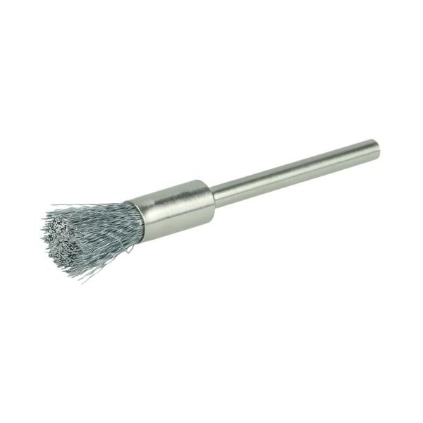 Weiler 1/4" Miniature Wire End Brush, .005" Steel Fill, 1/8" Stem 26107 - main